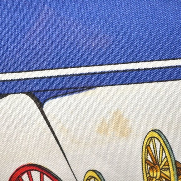 Authentic HERMES Carre 90 Scarf "CARROSSERIE" Silk Blue - Picture 4 of 14